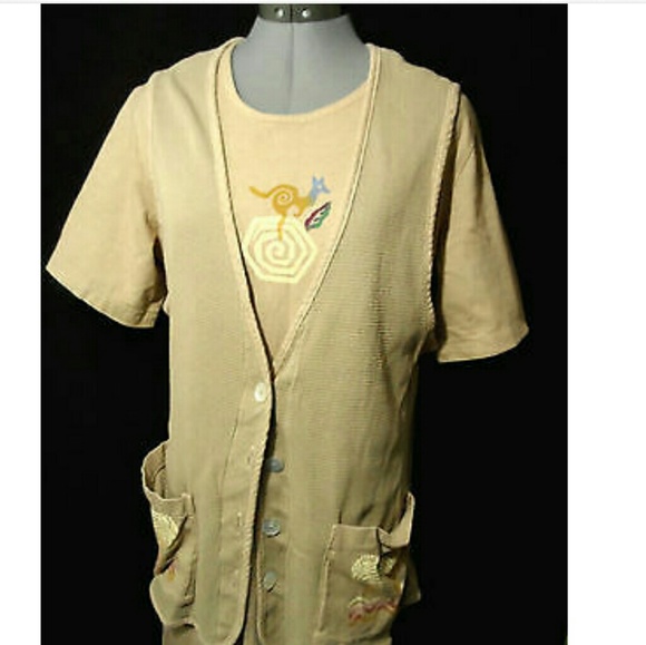 PEACES Outback Safari Dress Set S Khaki Maxi Cardi - Picture 2 of 8